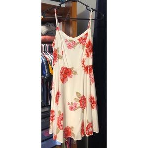 White with Pink Flowers flowy Dress